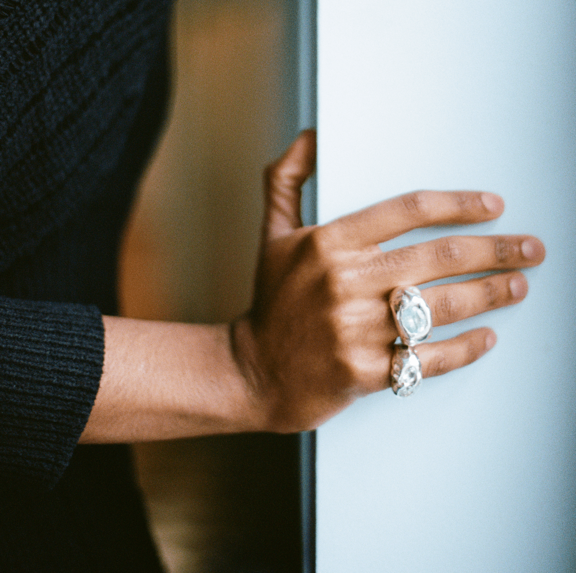 DOUBLE AQUAMARINE CHUNKY RING - Lisa Lankes