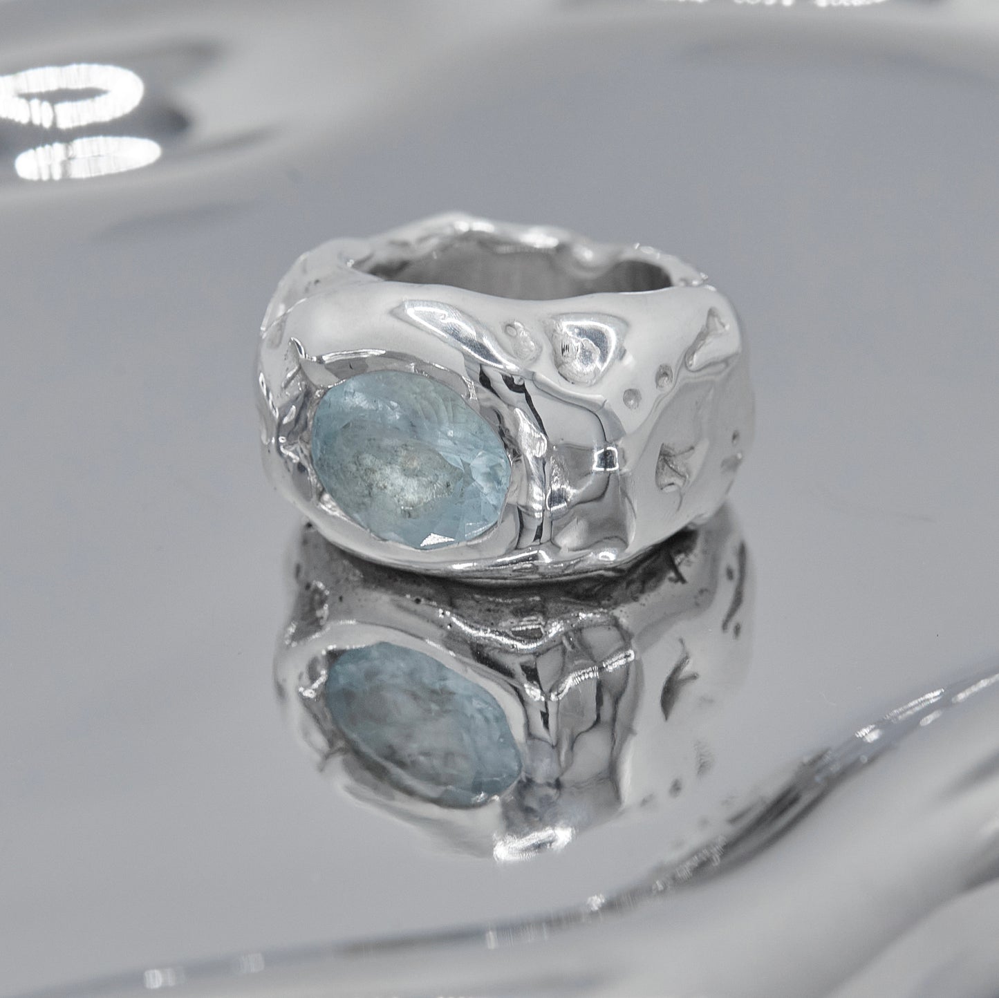 AQUAMARINE REAL CHUNKY RING